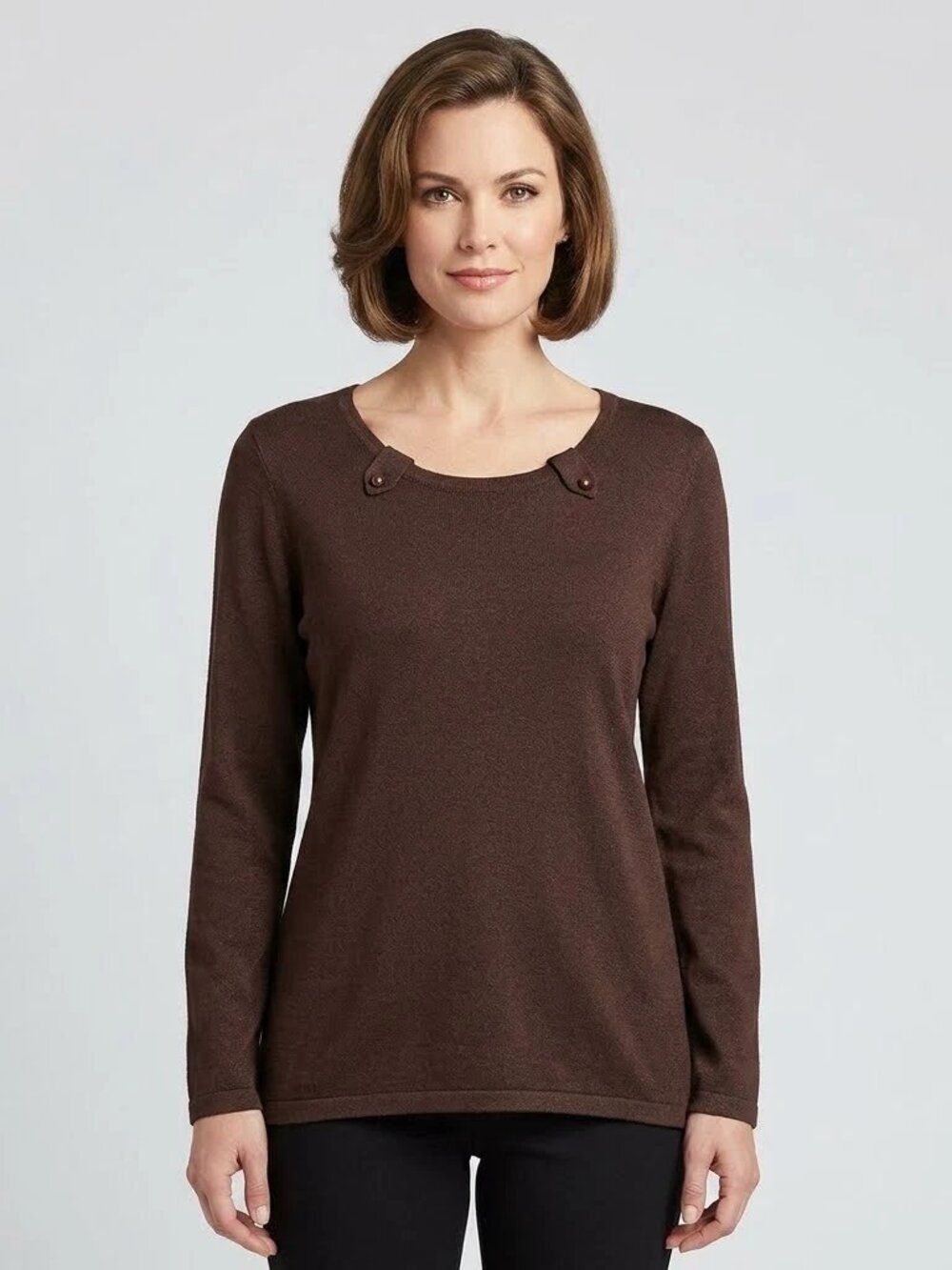 VTG BFA Classics Brown Knit Scoop Neck Sweater M Grandmacore Cozy Pullover